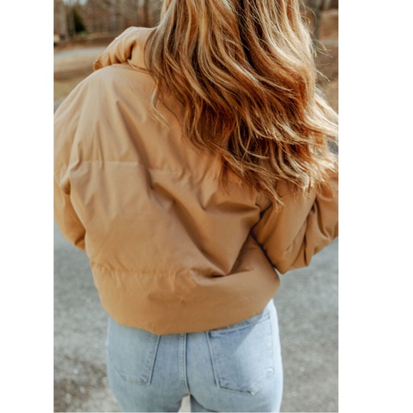 Brown Zip up Pocketed Puffer Coat - Picture 3 of 6